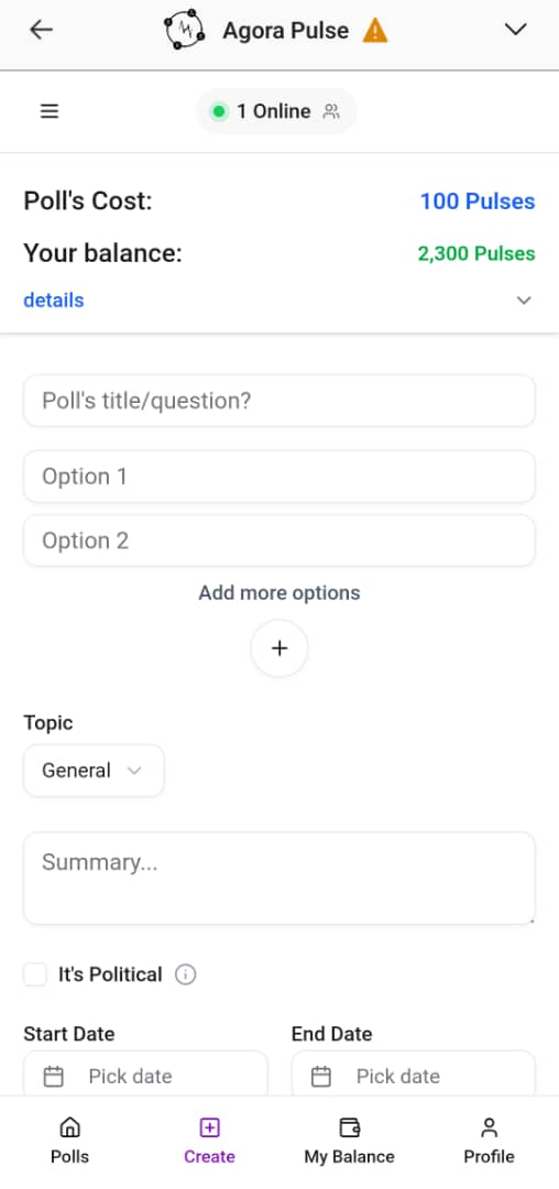 Agora Pulse — voting interface